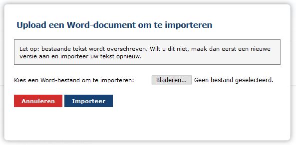 Word import scherm